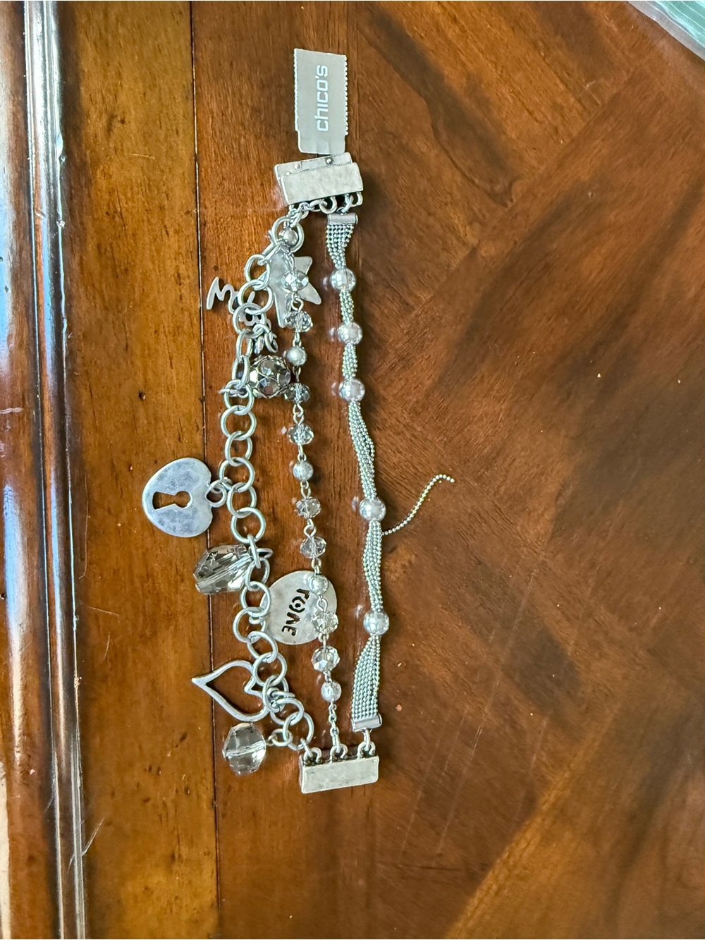Chico's Silver-Tone Multi-Chain Charm Bracelet with Tag